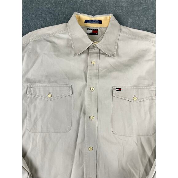 Men’s Tommy Hilfiger XL Beige Heavy-Weight Denim Shirt – Excellent - Picture 4 of 10